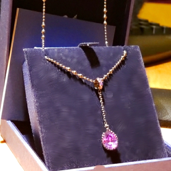 Drop Down Purple Stone Necklace - Picture 1 of 2